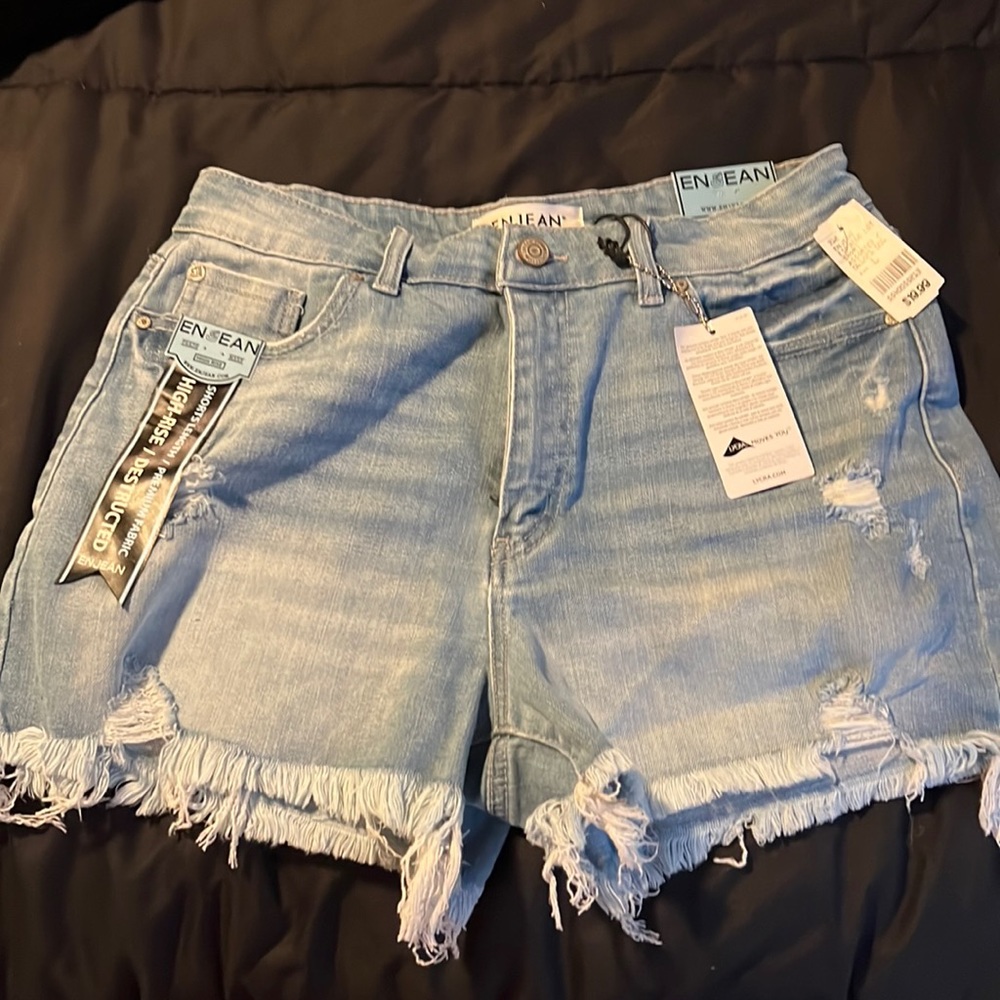 High rise denim shorts